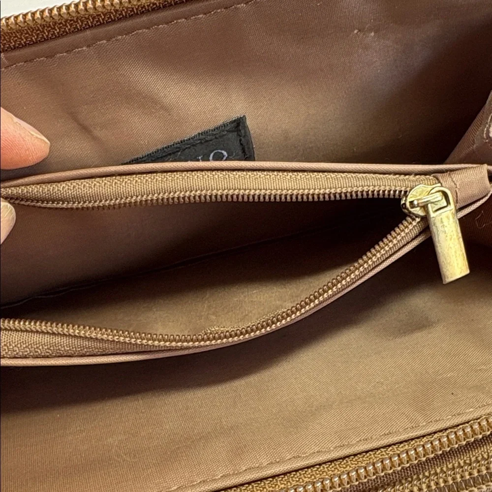 Bueno Brown Embossed Faux Leather Clutch Wristlet Wallet